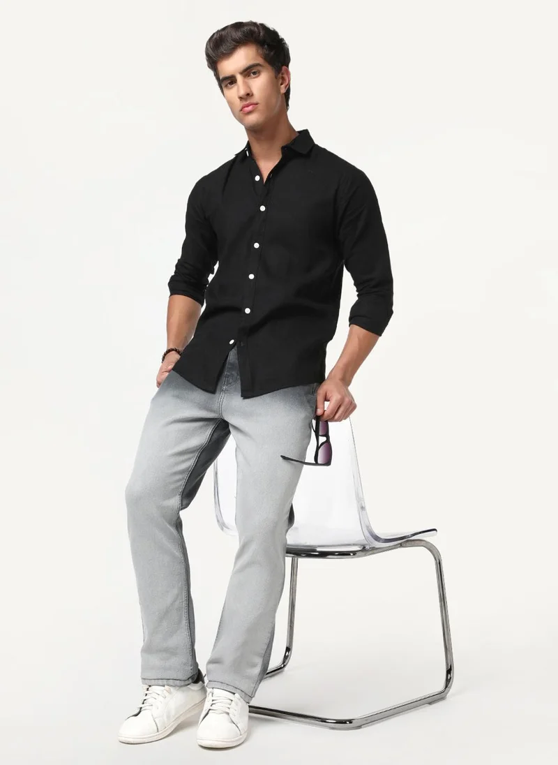 Urbano Fashion  Urbano Fashion Men's Dark Grey Straight Fit Heavy Washed Faded Denim Jeans Stretchable for Men | Best Price UAE